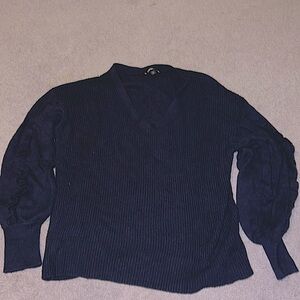 Express ruffle sleeve detail Navy sweater Large